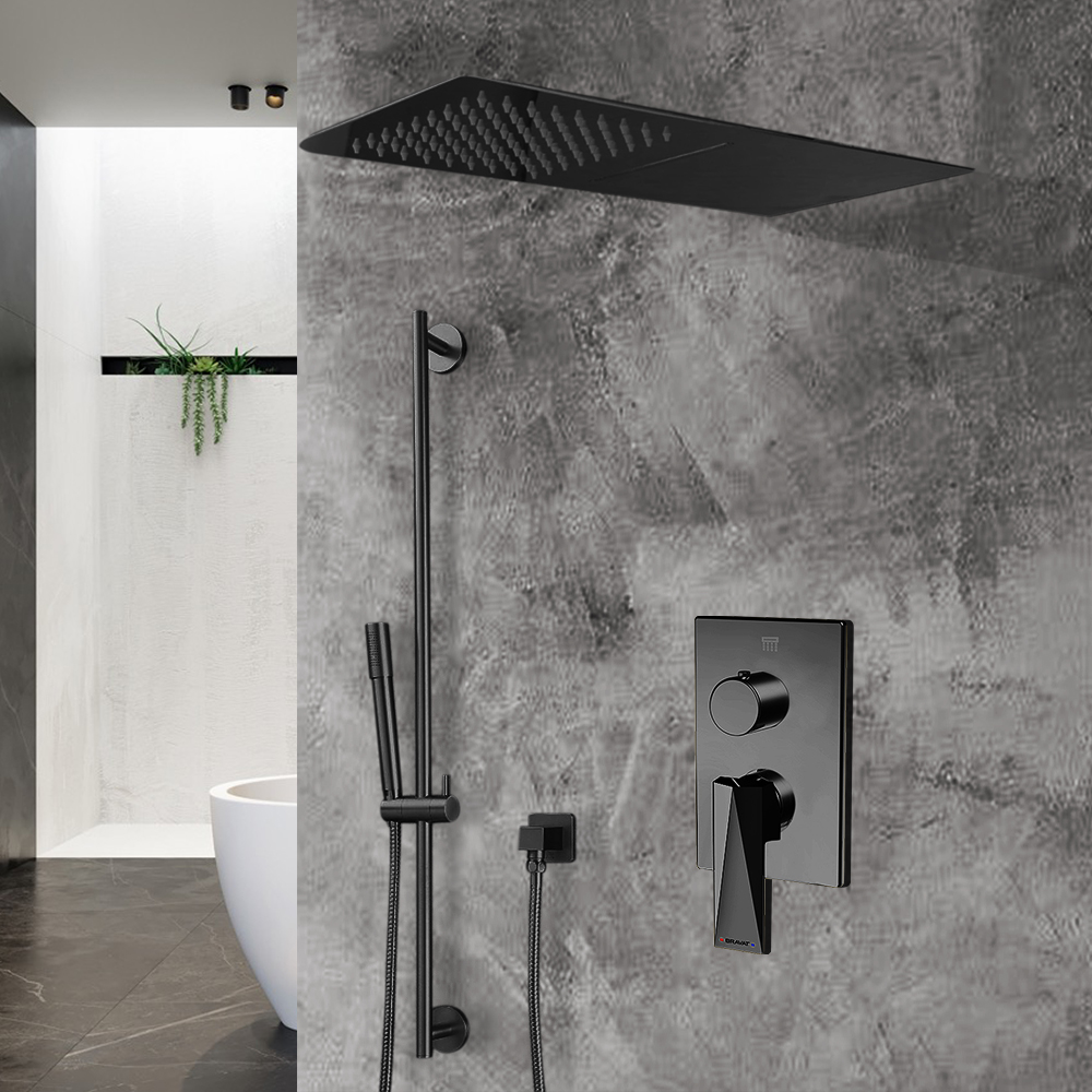 Bravat Thermostatic Dark Oil Rubbed Bronze Waterfall & Rainfall Shower Set